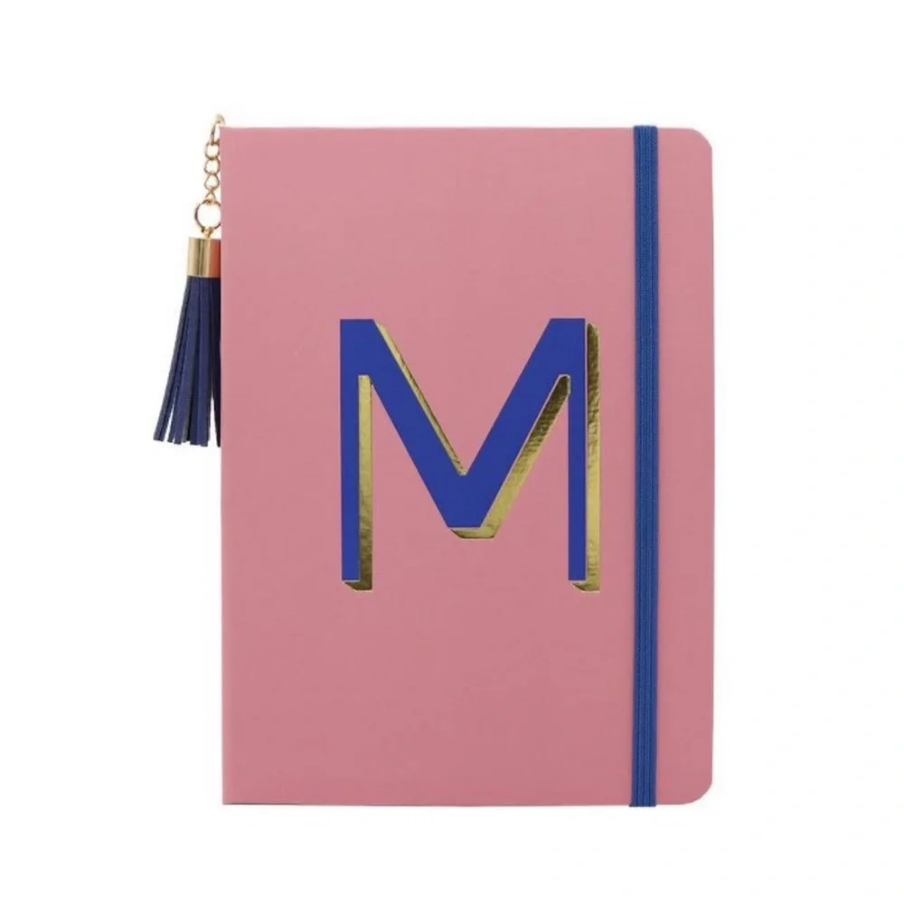 NWT College Ruled monogrammed gold leaf Journal with tassel